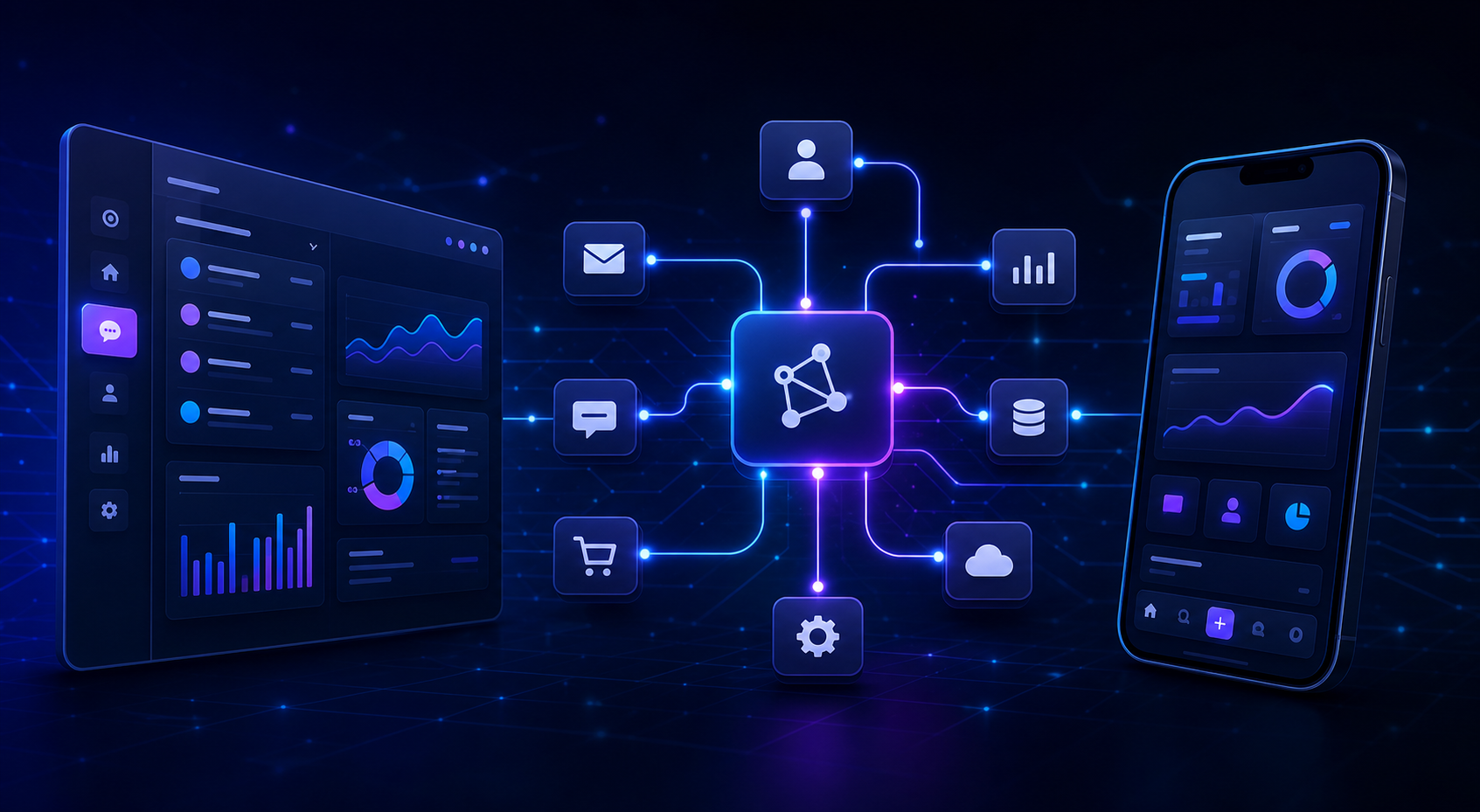 Automação com inteligência artificial conectando ferramentas e atendimento